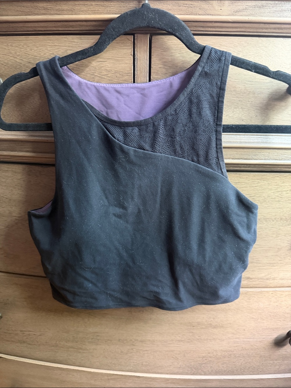 Athleta Black Sports Bra with Lavender Interior